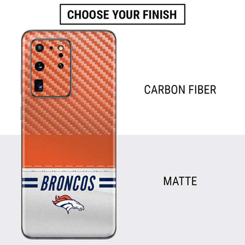 NFL Denver Broncos White Striped Galaxy S20 Ultra 5G Skin